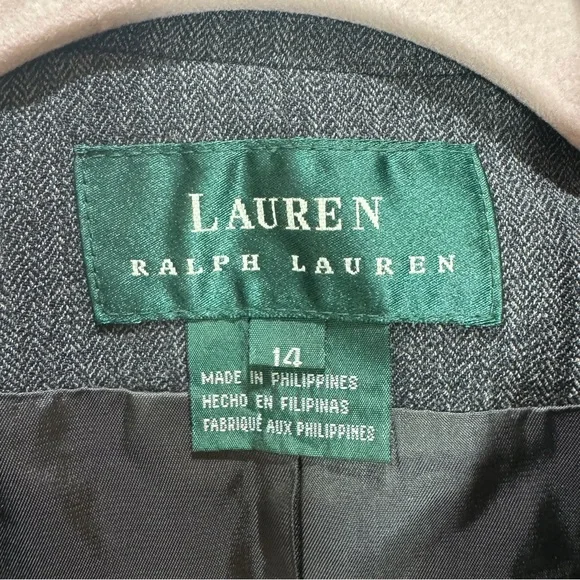 Ralph Lauren LRL Wool Blend 3 Button Blazer Jacket Women's Sz 14 Gray Academia - Picture 2 of 9